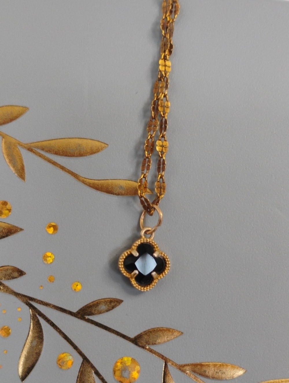 Black Onyx Clover Necklace